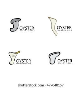 drawn symbols of oyster mushroom. It can be used as a logo for a mushroom farm