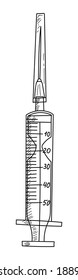 DRAWN SYRINGE ON A WHITE BACKGROUND IN VECTOR
