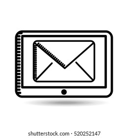  drawn tablet email envelope icon vector illustration eps 10