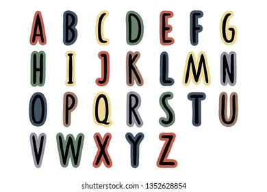 Drawn thin font- stickers, universal alphabet for logos, badges, postcards, posters, prints on white background