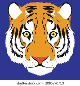 Drawn tiger head vector art.