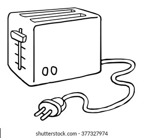 drawn toaster, isolated on white, vector illustration