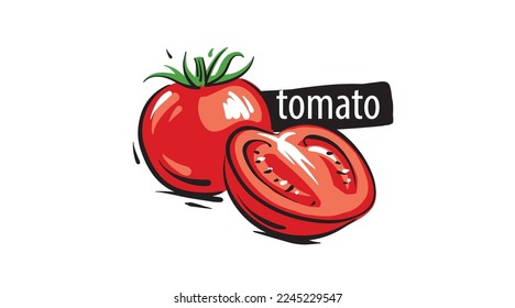 Drawn tomato isolated on a white background