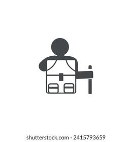 Drawn tourist with backpack on white background