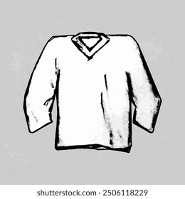 Camisa de entrenamiento dibujada en estilo doodle. Munición de hockey dibujada a mano. Clipart. Elemento de Vector aislado sobre fondo blanco.