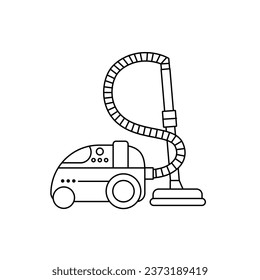 Drawn vacuum cleaner on white background