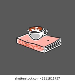 Dibujo vectorial abstracto doodle gráfico simple línea minimalista colección de ilustraciones con café de elaboración, preparación de bebidas de café. Icono de dibujo de vector de café aislado.Concepto de diseño de café y libro.