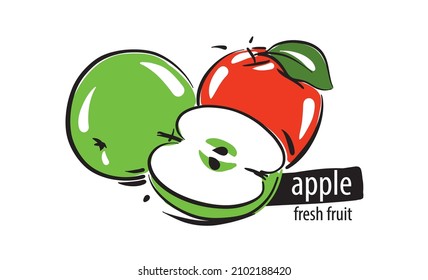 Dibujar manzana vectorial en un fondo blanco