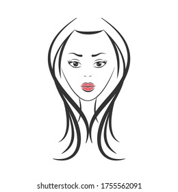 Cara vectorial dibujada de una niña aislada en un fondo blanco.

