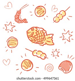 Drawn vector food seafood fish
