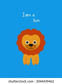 Drawn vector illustration of a cute funny lion. Isolated objects. Can be used for printing on T-shirts, children's clothing, fashion designs. Cute and funny poster.