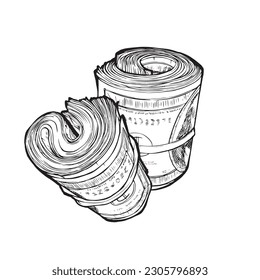 Drawn vector illustration. Doodle design elements. Finance, payments, banks, cash.