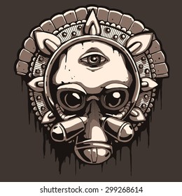 Drawn vector image of the totem gas mask.