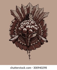 Drawn vector image of the totem spectator mask.