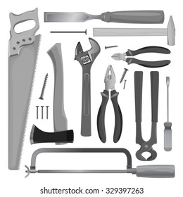 drawn vector set of hand tools for repair