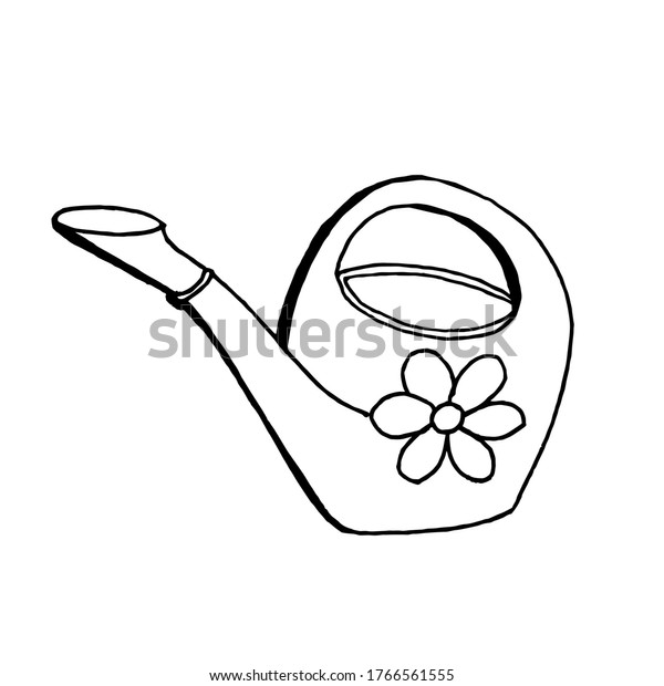 Drawn Watering Can Garden Cute Black Stock Vector Royalty Free 1766561555 Shutterstock