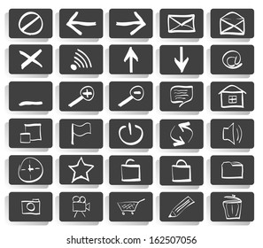 Drawn web Icon set. Easy To Edit Vector Image.  Content Management System Web Icons 