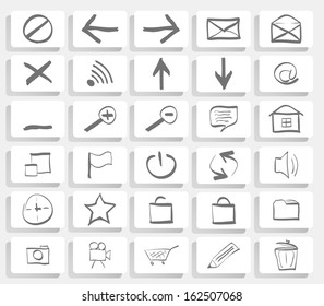 Drawn web Icon set. Easy To Edit Vector Image.  Content Management System Web Icons 