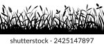 Drawn wild grass isolated on white background, vector design