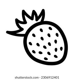 Drawn wild strawberry on white background