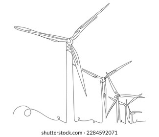 Zeichnete Windmühlen auf weißem Hintergrund