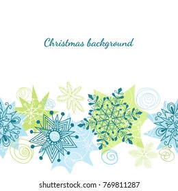 Drawn winter seamless pattern, Christmas banner with snowflakes
