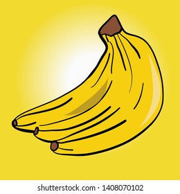 drawn yellow banana fruit isolated 