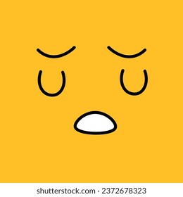 Drawn yellow sad face, closeup