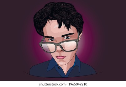 un joven dibujado con gafas. Ejecutado en vector