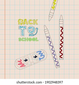 Draws Back to school in green Backgorund animated icon- Vector