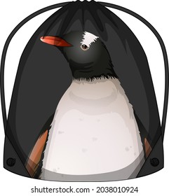 Drawstring backpack with penguin pattern illustration