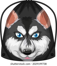 Drawstring backpack with siberian husky dog pattern illustration