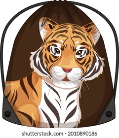 Drawstring backpack with tiger pattern illustration
