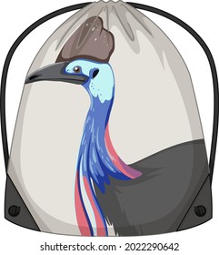 Drawstring backpack with zebra pattern illustration