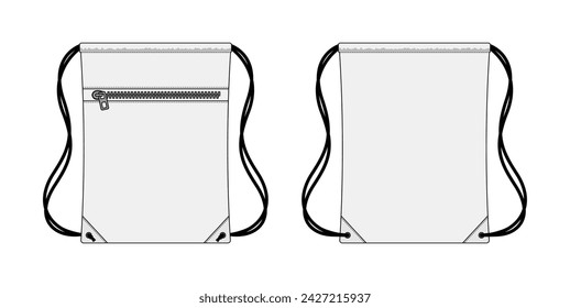 Drawstring bag, backpack vector template illustration