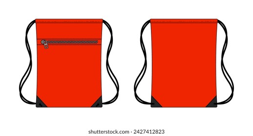Drawstring bag, backpack vector template illustration