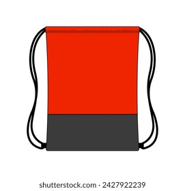 Drawstring bag, backpack vector template illustration