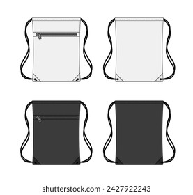 Bolso de lazo, conjunto de ilustración de plantilla de vector de mochila