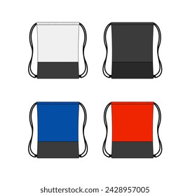 Drawstring bag, backpack vector template illustration set