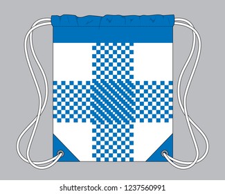 Drawstring Bag Design (Blue/White)
: Checkerboard line