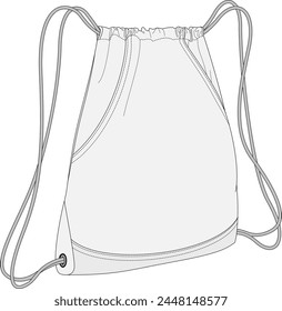 Drawstring bag design template Isolated fashion illustration on a transparent background