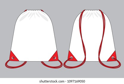 Drawstring Bag Design : White/Red Color
