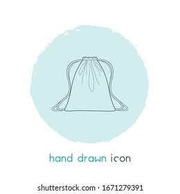 Drawstring bag icon line element. Vector illustration of drawstring bag icon line isolated on clean background for your web mobile app logo design.