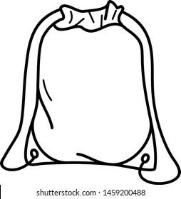 Drawstring Bag icon in outline style. Coloring template for modification and customizing  according to a specific task.