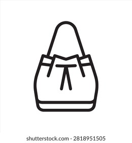 Drawstring Bag Icon. Vector Isolated Line Art Illustration with Editable Stroke of Cinch Gym bag or Sport Sack in Modern Casual Minimal Design.