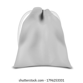 Bolsa de cuerda de dibujo aislada en fondo blanco, burla vectorial. Bolsa de embalaje para viajes.
