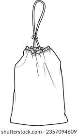 drawstring bag vector illustration technical cad drawing template