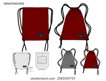 DRAWSTRING BAGS DESIGN MOCKUP WITH COMBO COLOUR