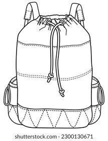 mochila de cubo de cadena de dibujos planos ilustración vectorial ilustración técnica de planos de cad