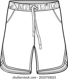 drawstring elastic waist shorts vector illustration template